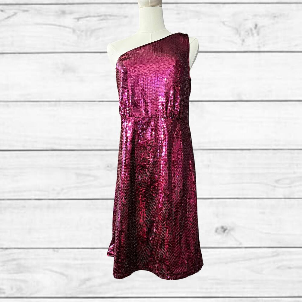 87. Torrid One Shoulder Mini Stretch Sequins Dress Size:10